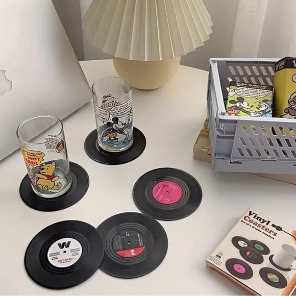 6pcs, Non-Slip Vinyl Record Coasters With Holder - Picture 6 of 11